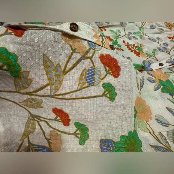 NWT Maeve Kalapana Blouse 12 Floral Balloon Cream Short Sleeves Button Down - Picture 10 of 14